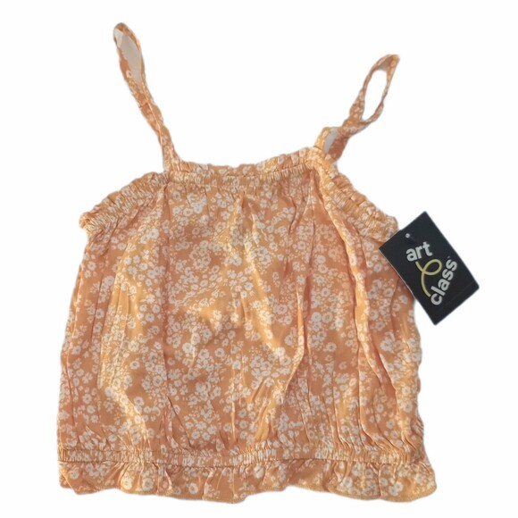 NWT Art Class 2pc Orange Floral Pattern Summer Outfit sz S 6/6X Girls Tank/Skirt - Picture 2 of 6